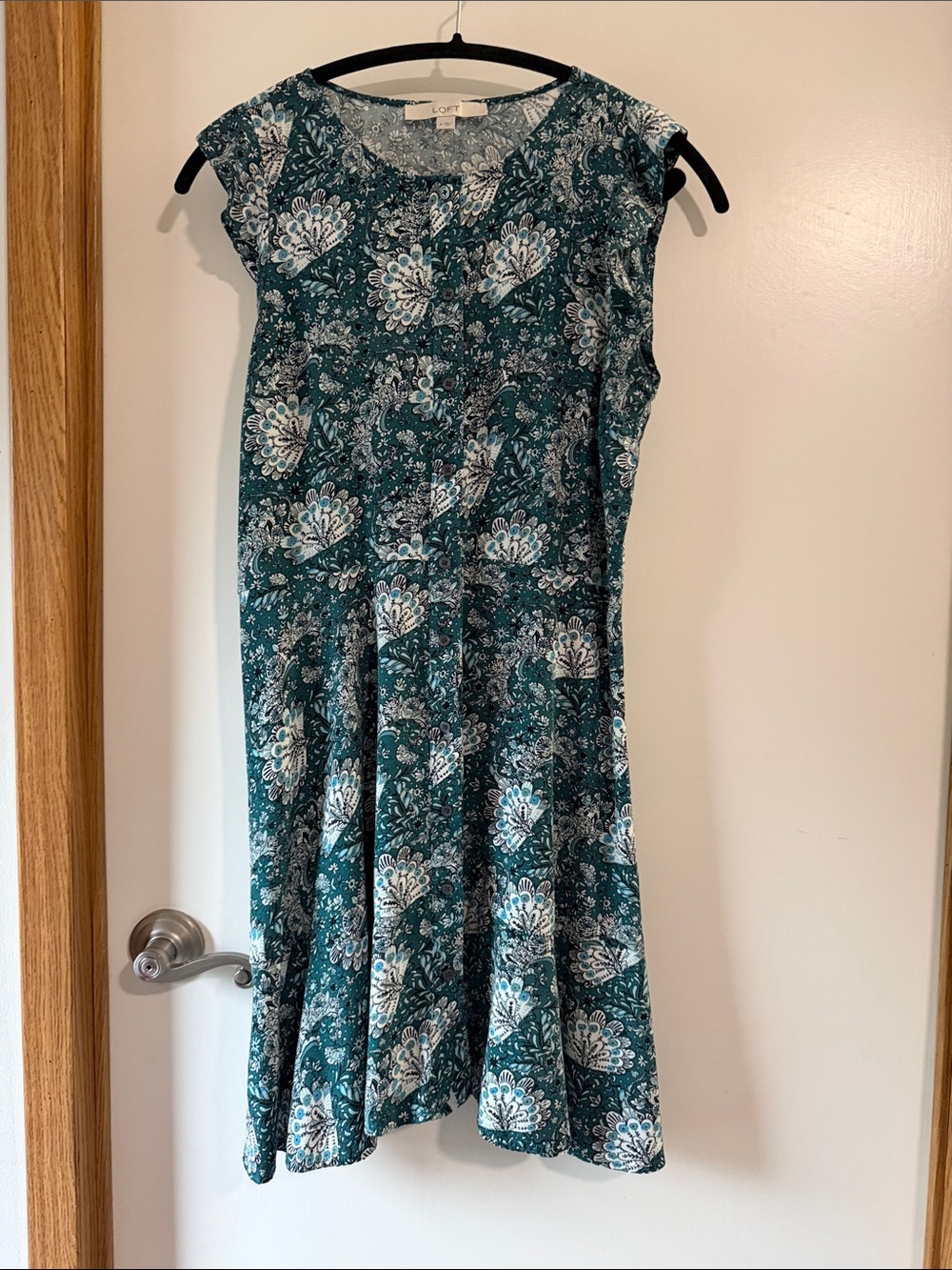 LOFT Teal and White Floral Midi Dress